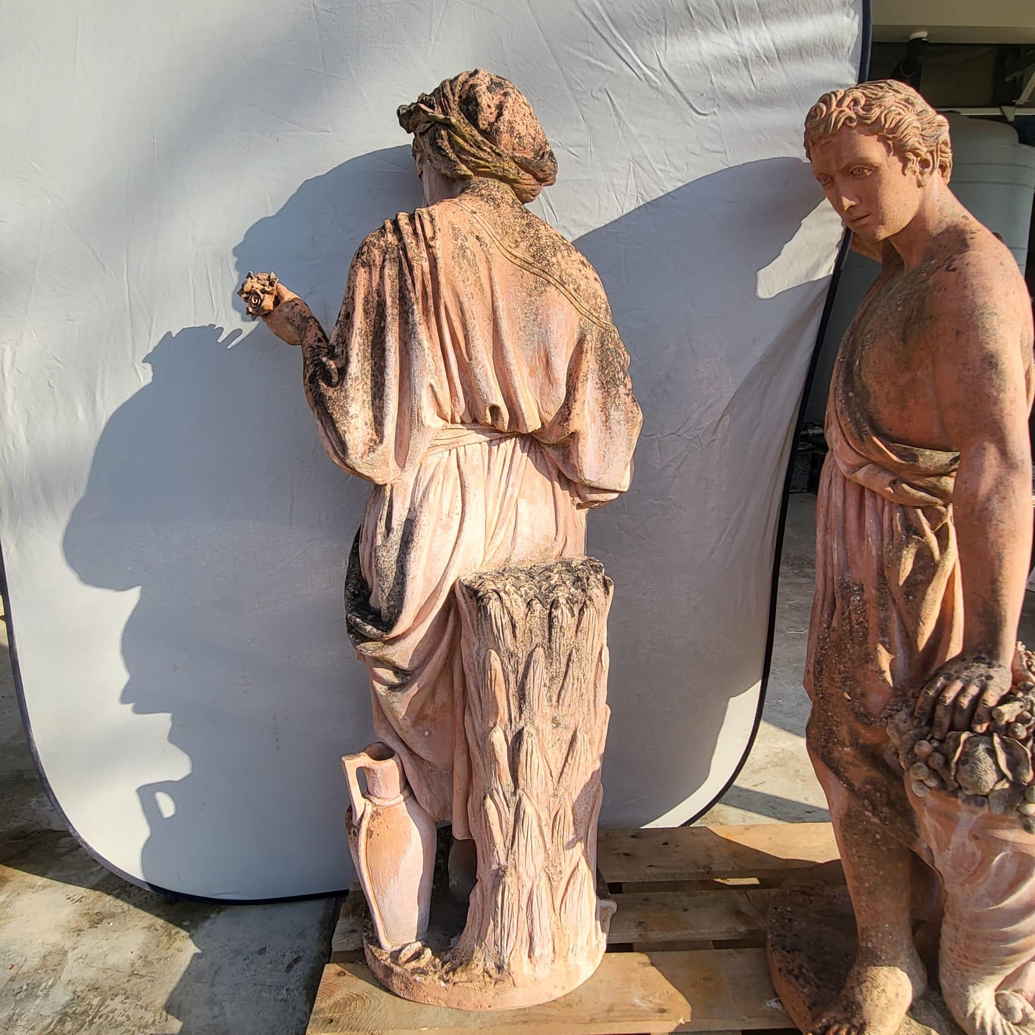 Fantastique série D'ÉCLARATIONS 4 SEASONS IN TERRACOTTA 1890/1900 avec base H : 190 cm 10