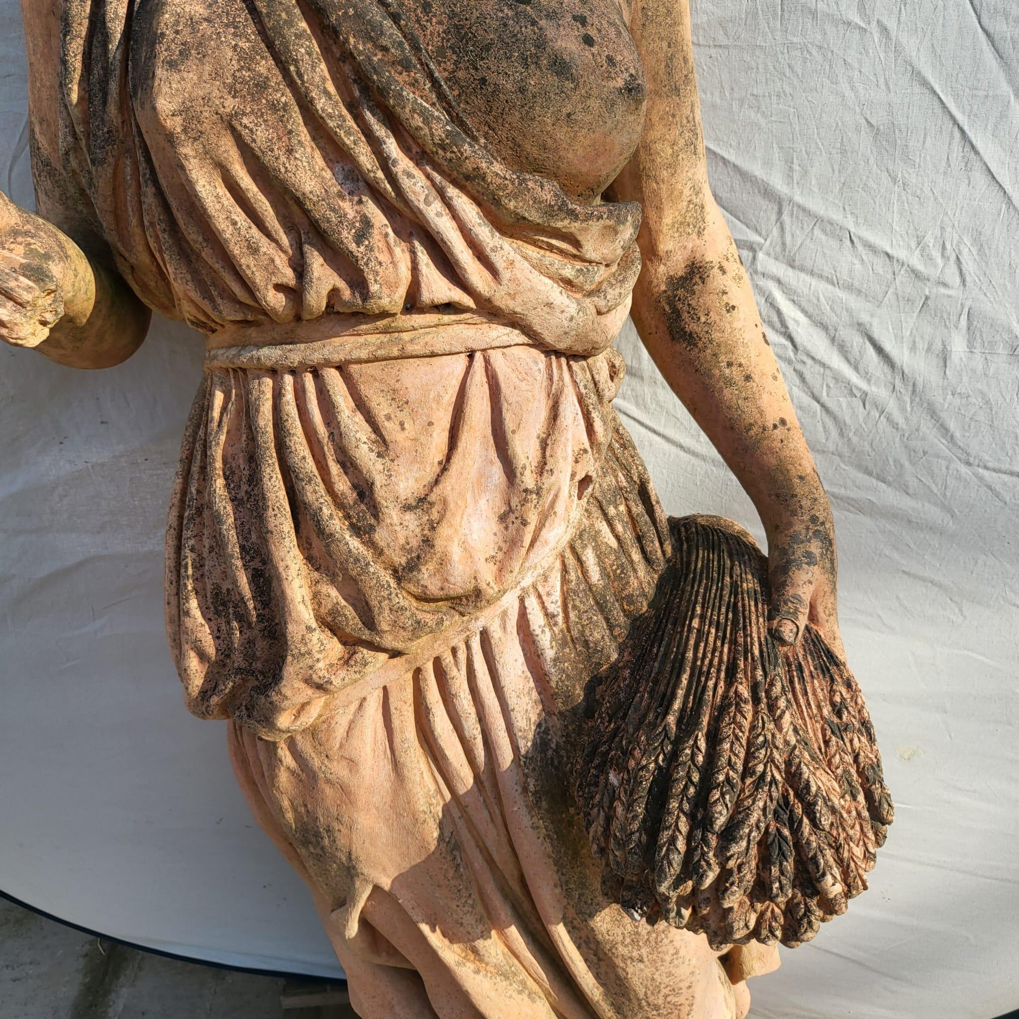 italien Fantastique série D'ÉCLARATIONS 4 SEASONS IN TERRACOTTA 1890/1900 avec base H : 190 cm
