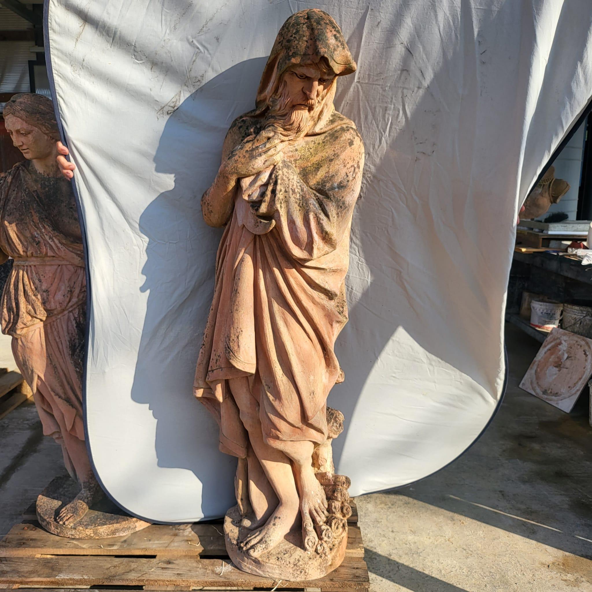 Fantastique série D'ÉCLARATIONS 4 SEASONS IN TERRACOTTA 1890/1900 avec base H : 190 cm 1