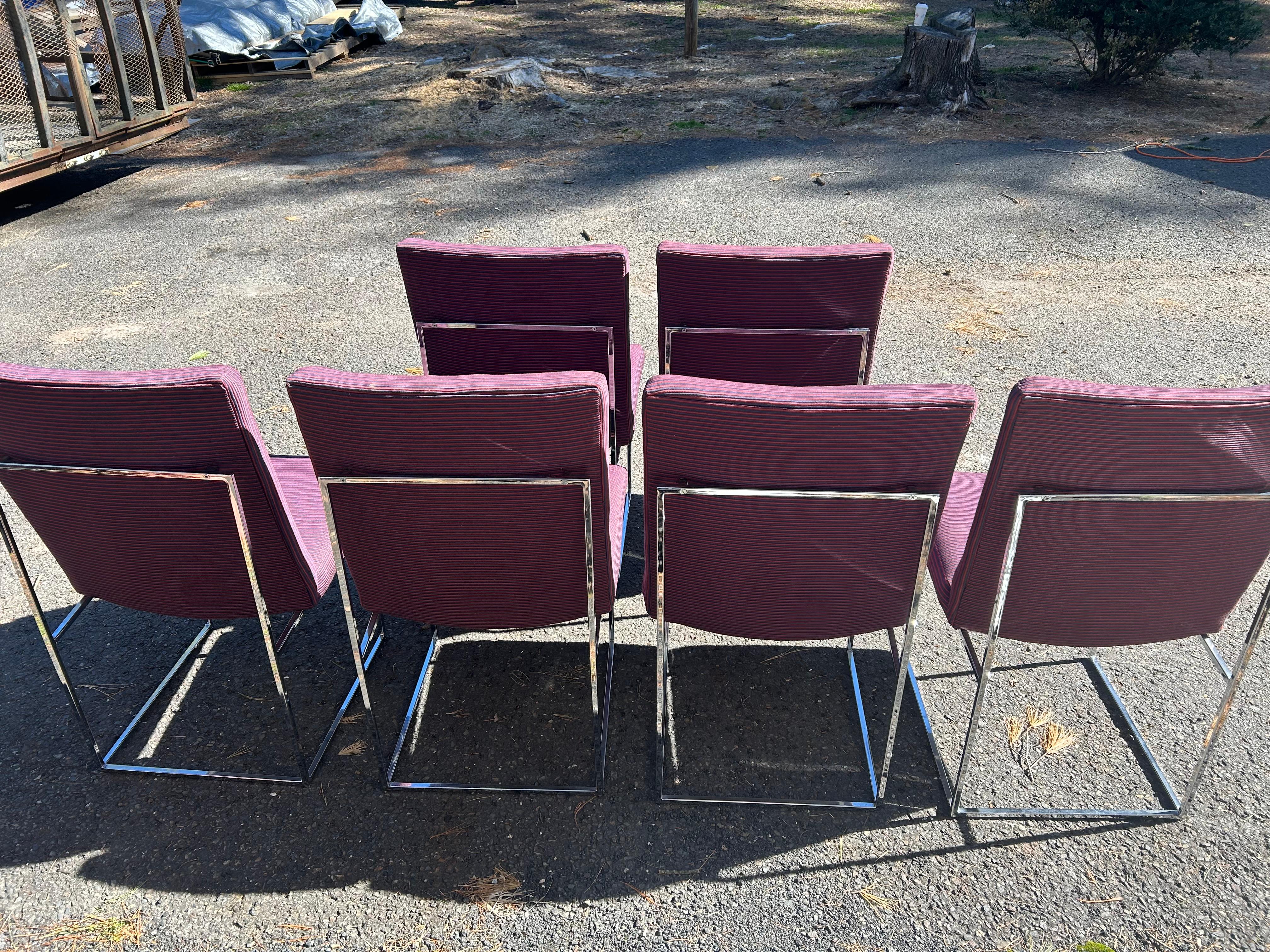 Fantastico set di 6 sedie da pranzo con struttura sottile in cromo di Milo Baughman, metà del secolo scorso  Moderno in vendita 5