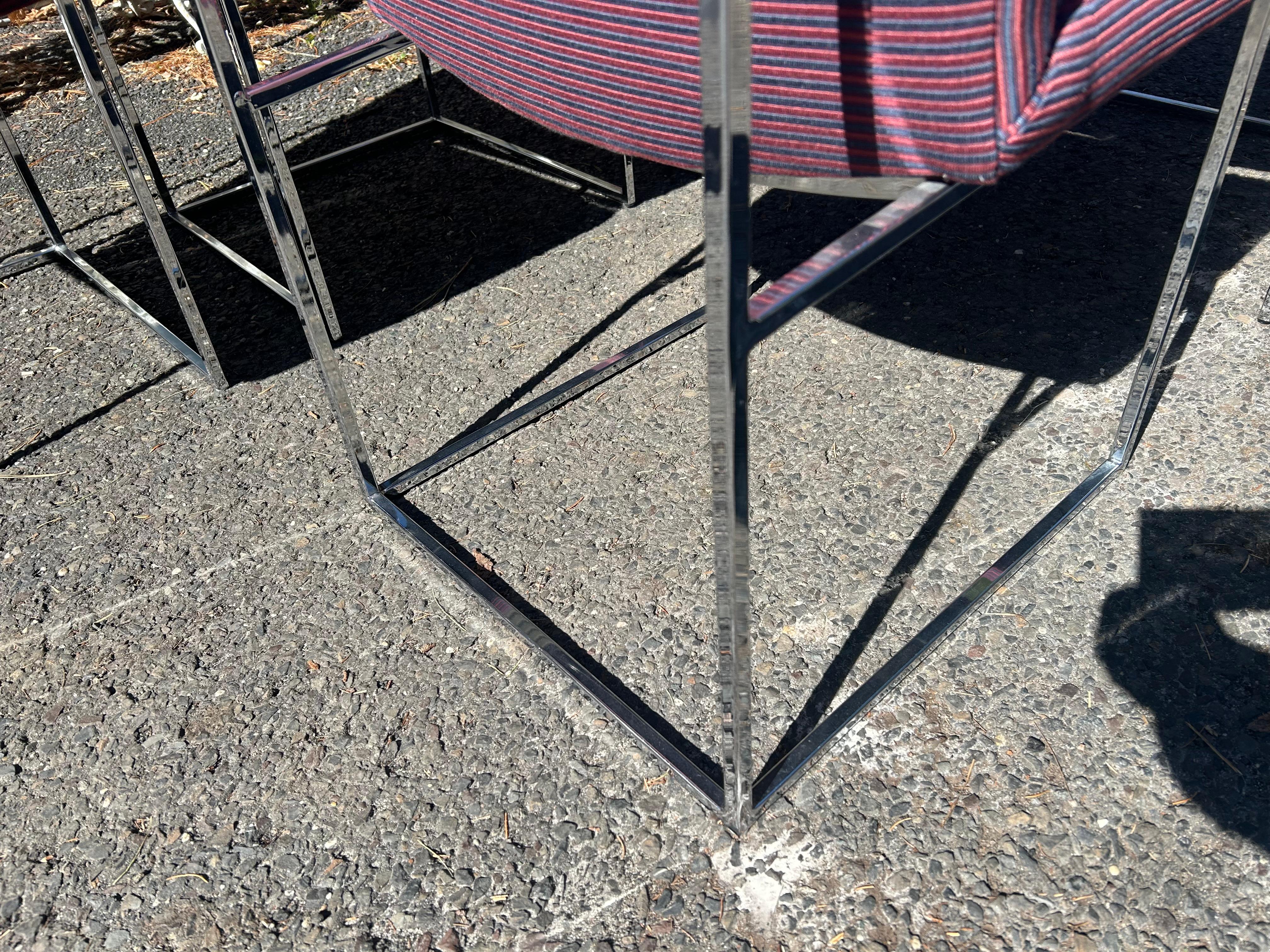 Fantastico set di 6 sedie da pranzo con struttura sottile in cromo di Milo Baughman, metà del secolo scorso  Moderno In condizioni buone in vendita a Pemberton, NJ