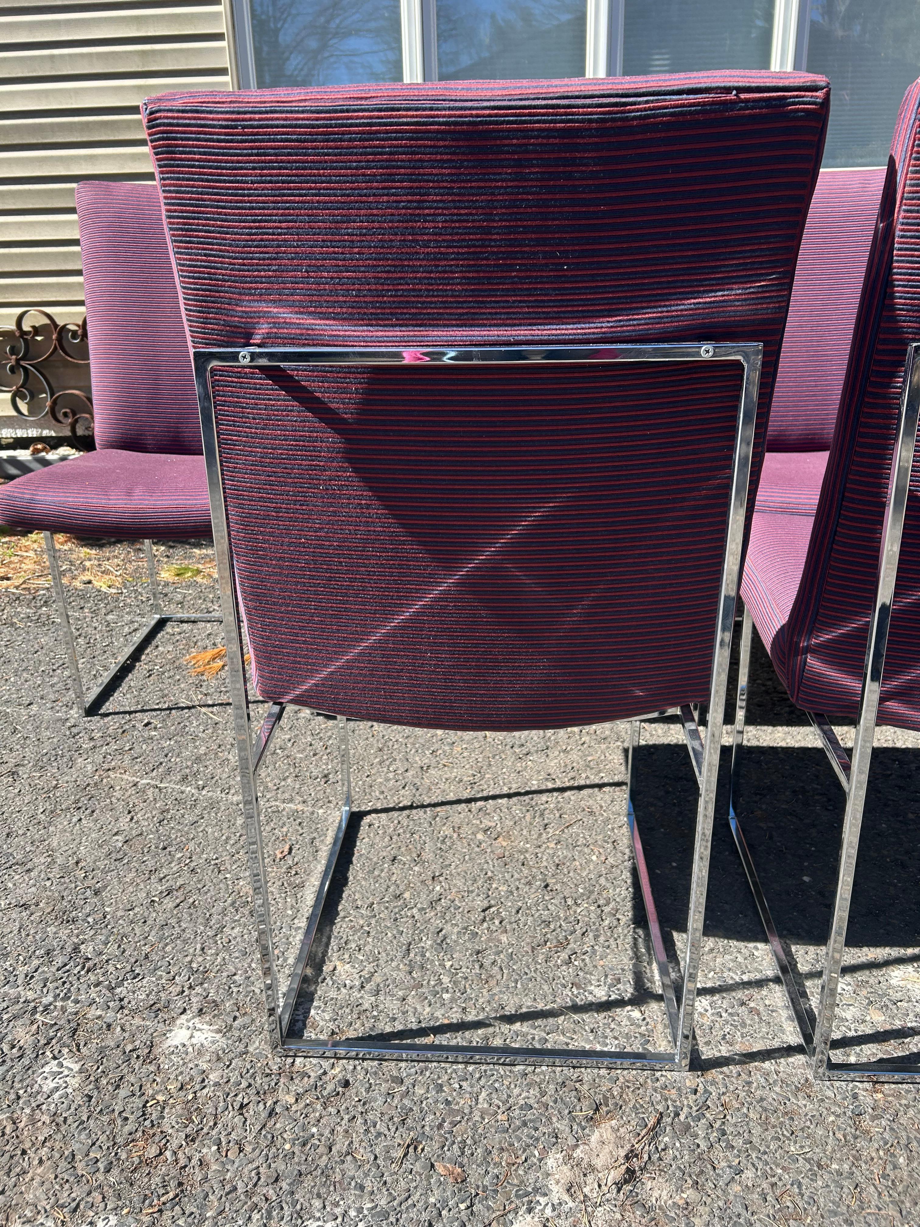 Tappezzeria Fantastico set di 6 sedie da pranzo con struttura sottile in cromo di Milo Baughman, metà del secolo scorso  Moderno in vendita