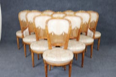 Fantastic set of 10 French Louis XVI Cane Damask Upholstered Dinng Chairs