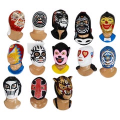 Fantastic Set of 13 Vintage Mexican Wrestling Fighters Heads