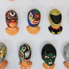 Fantastic Set of 17 Vintage Mexican Wrestling Fighters Heads