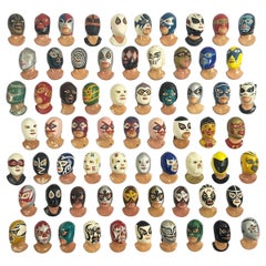 Fantastic Set of 67 Vintage Mexican Wrestling Fighters Heads