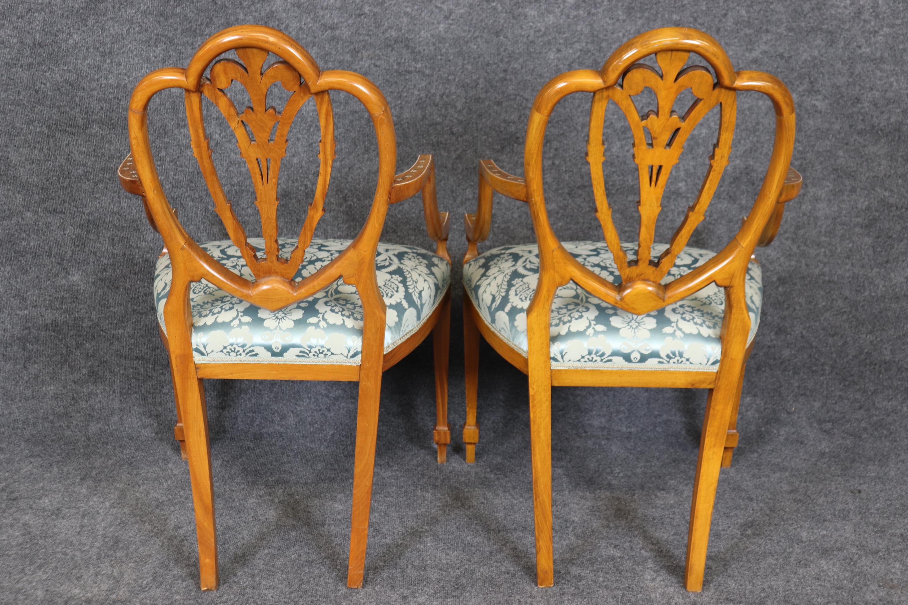 Fantastic set of 8 Antique Adams Paint Decorated Satinwood Dining Chairs  For Sale 3