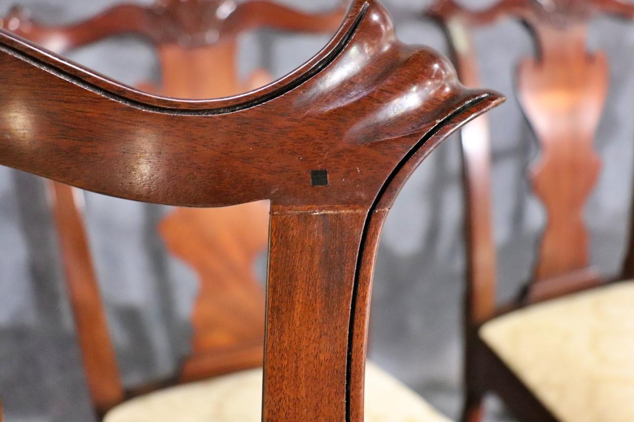 Fantastic Set of 8 Solid Mahogany Henkel Harris Chippendale Dining Chairs 6