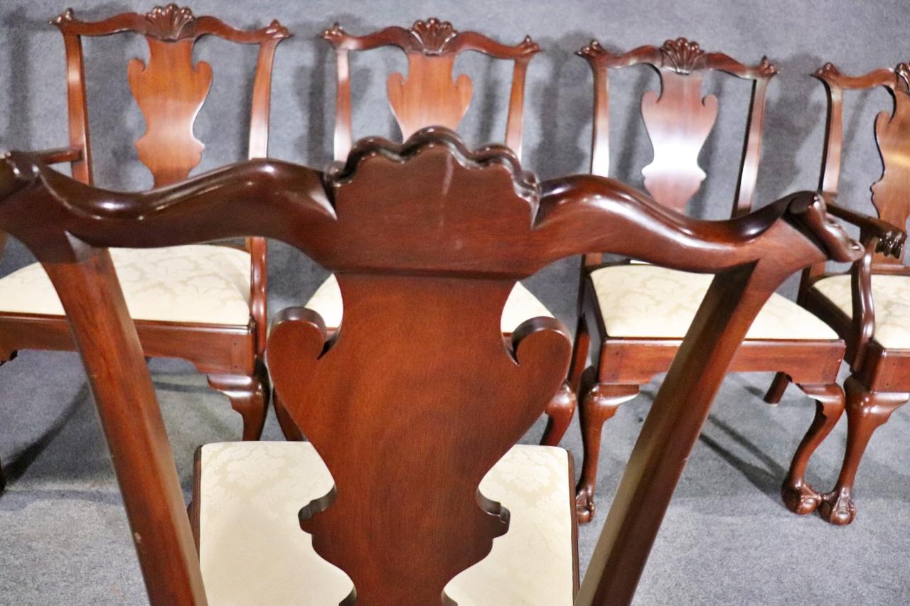 Fantastic Set of 8 Solid Mahogany Henkel Harris Chippendale Dining Chairs 7