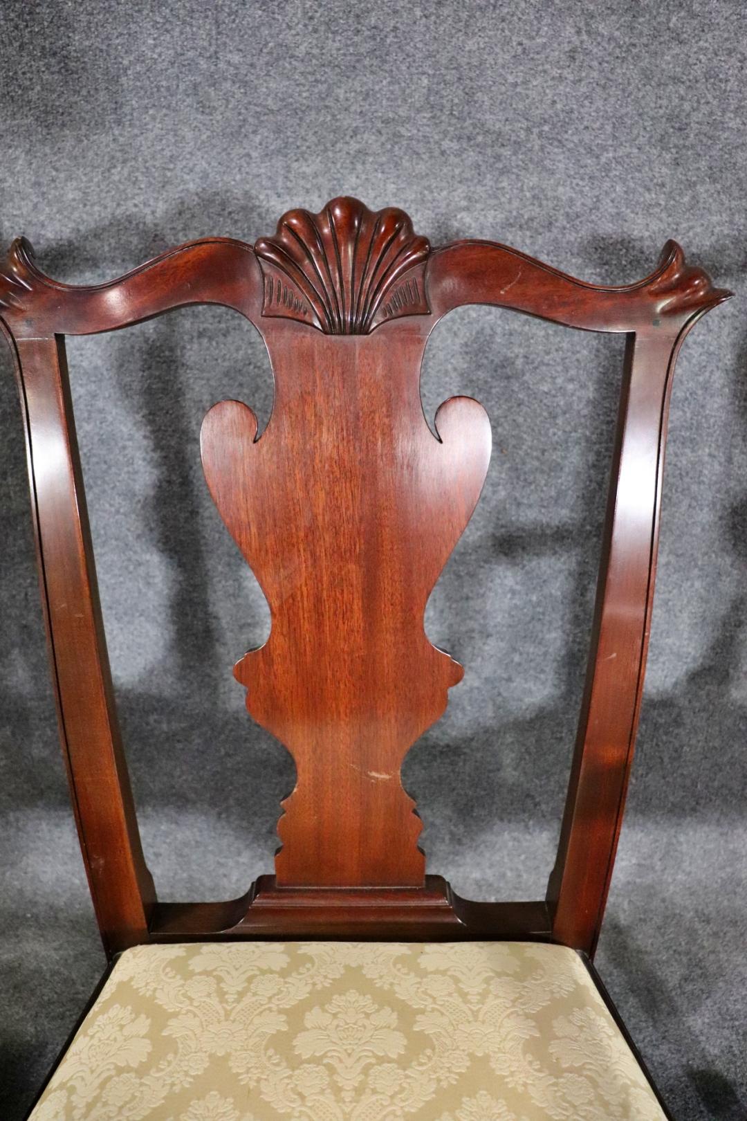 Fantastic Set of 8 Solid Mahogany Henkel Harris Chippendale Dining Chairs 8