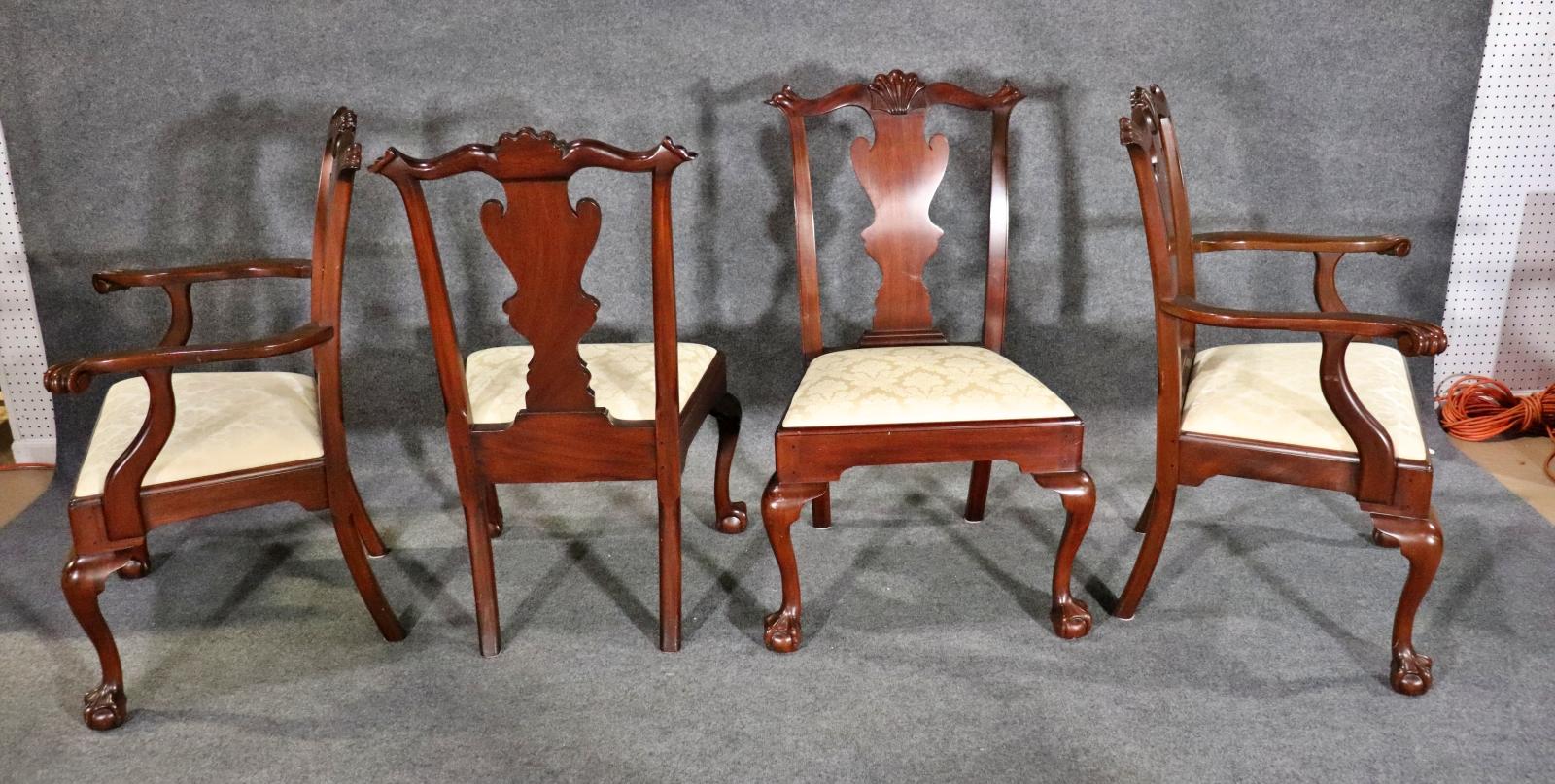 Fantastic Set of 8 Solid Mahogany Henkel Harris Chippendale Dining Chairs 9