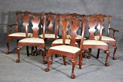 Fantastic Set of 8 Solid Mahogany Henkel Harris Chippendale Dining Chairs