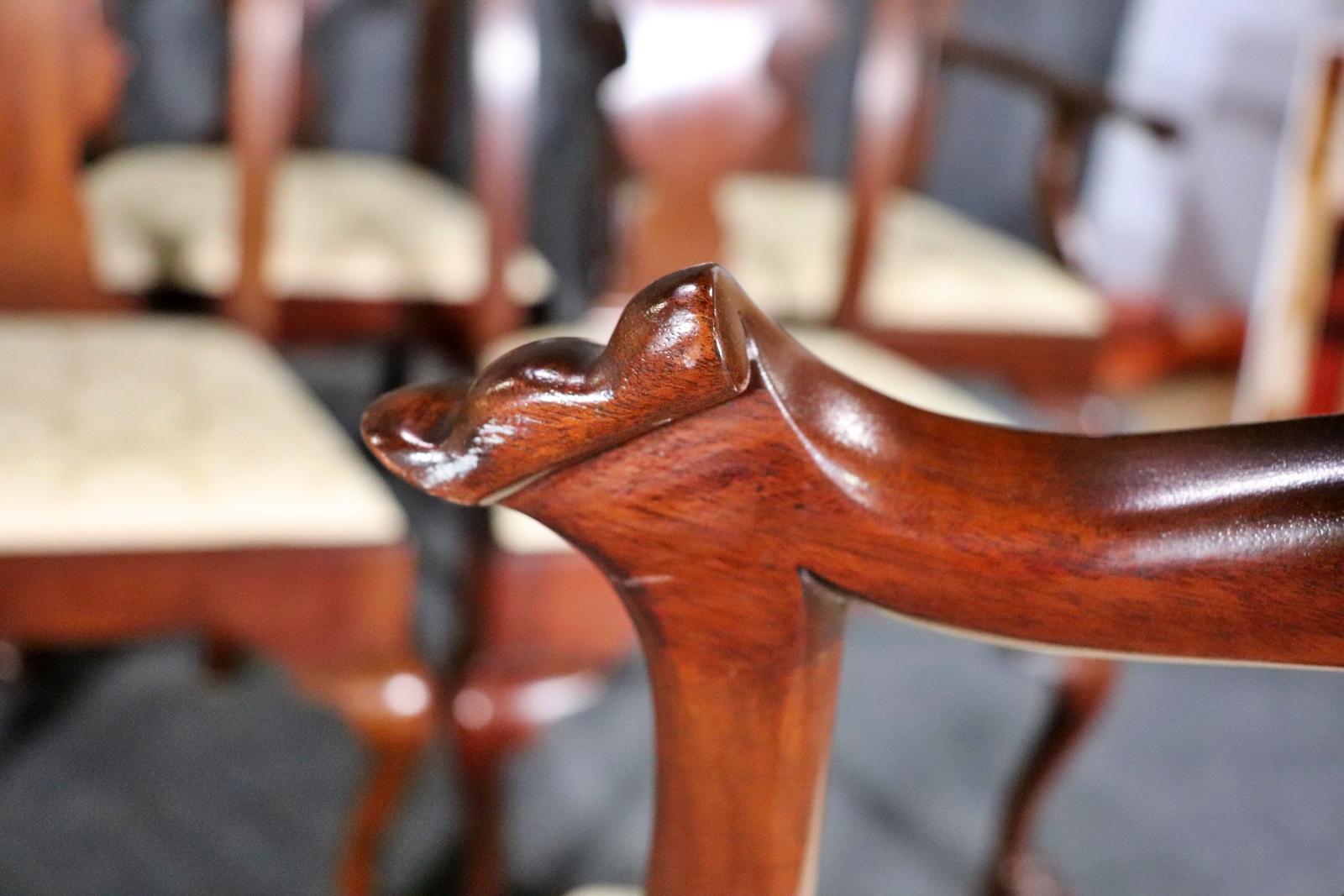 Fantastic Set of 8 Solid Mahogany Henkel Harris Chippendale Dining Chairs 2