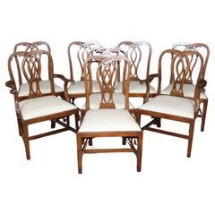 Fantastic Set of 8 Walnut CW Kittinger Williamsburg Chippendale Dining Chairs