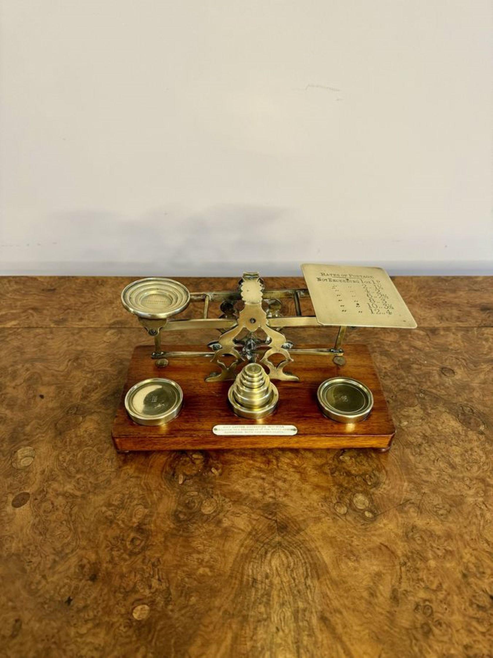 Fantastic set of antique Victorian postal scales and weights by S.Mordan London In Good Condition For Sale In Ipswich, GB