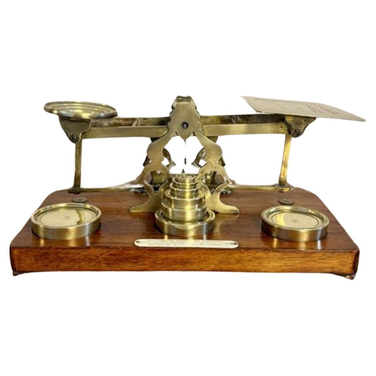 Fantastic set of antique Victorian postal scales and weights by S.Mordan London For Sale