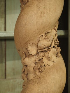 Fantastic Set of Four French Solomonic Half Columns in Carved and Bleached Oak