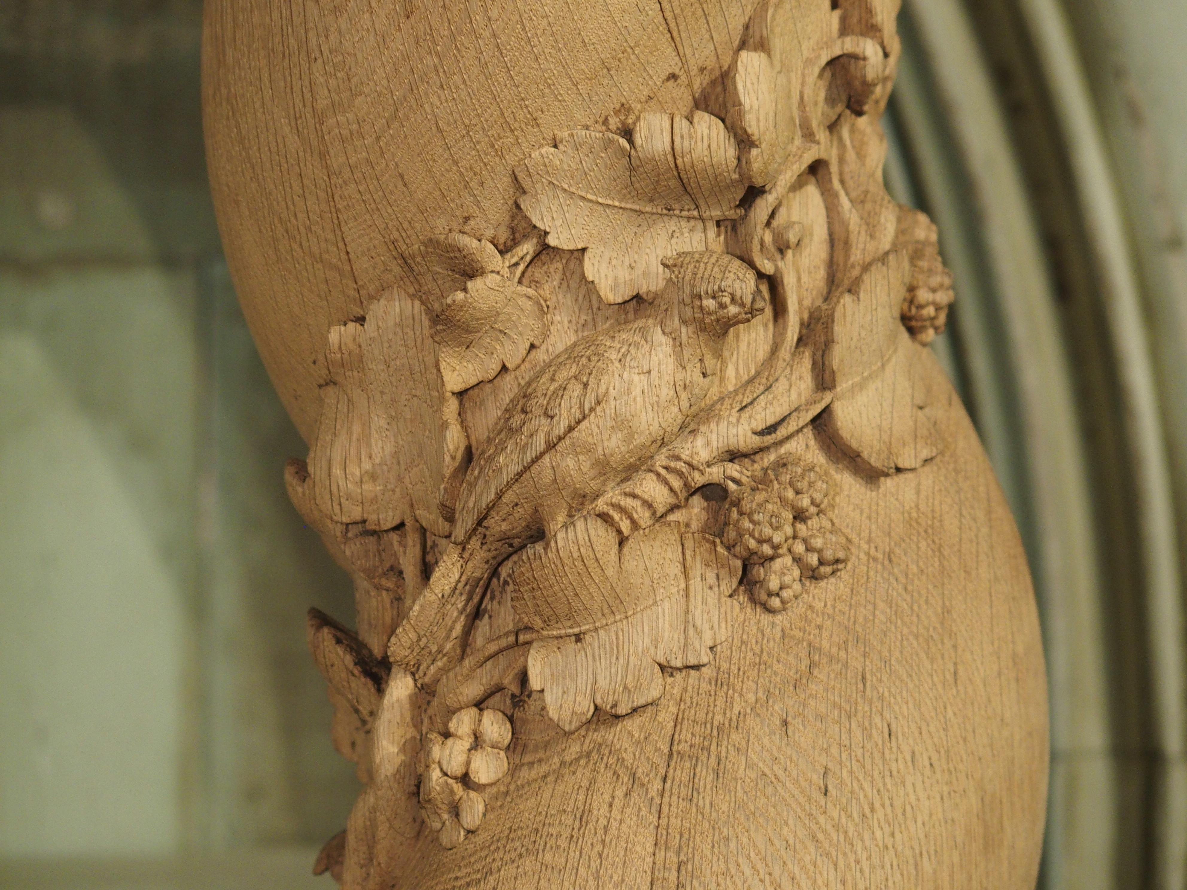 Fantastic Set of Four French Solomonic Half Columns in Carved and Bleached Oak 4