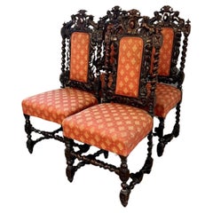 Fantastic set of four quality carved oak antique Victorian dining chairs 
