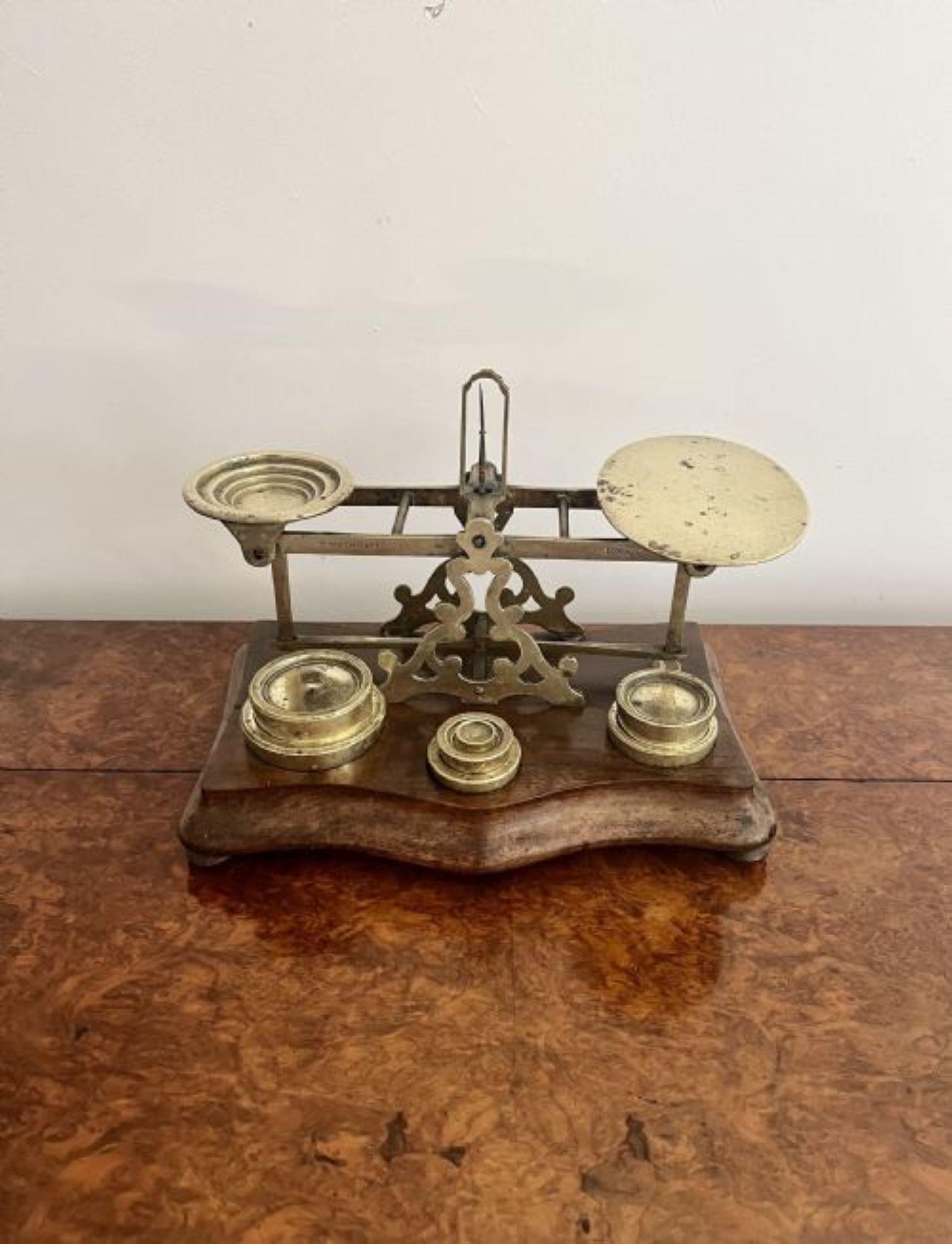 Brass Fantastic set of large antique Victorian postal scales and weights by S.Mordan