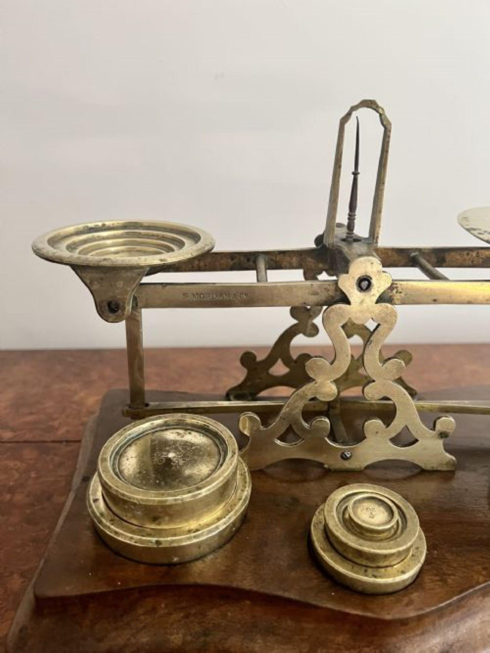 Fantastic set of large antique Victorian postal scales and weights by S.Mordan 3