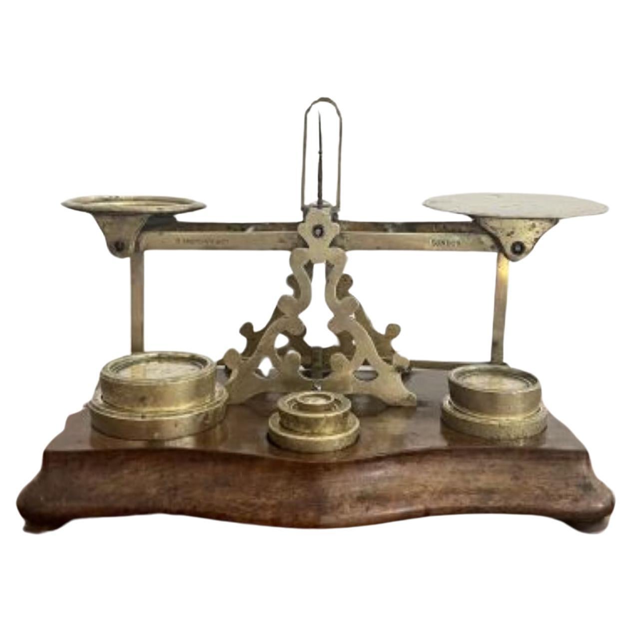 Fantastic set of large antique Victorian postal scales and weights by S.Mordan