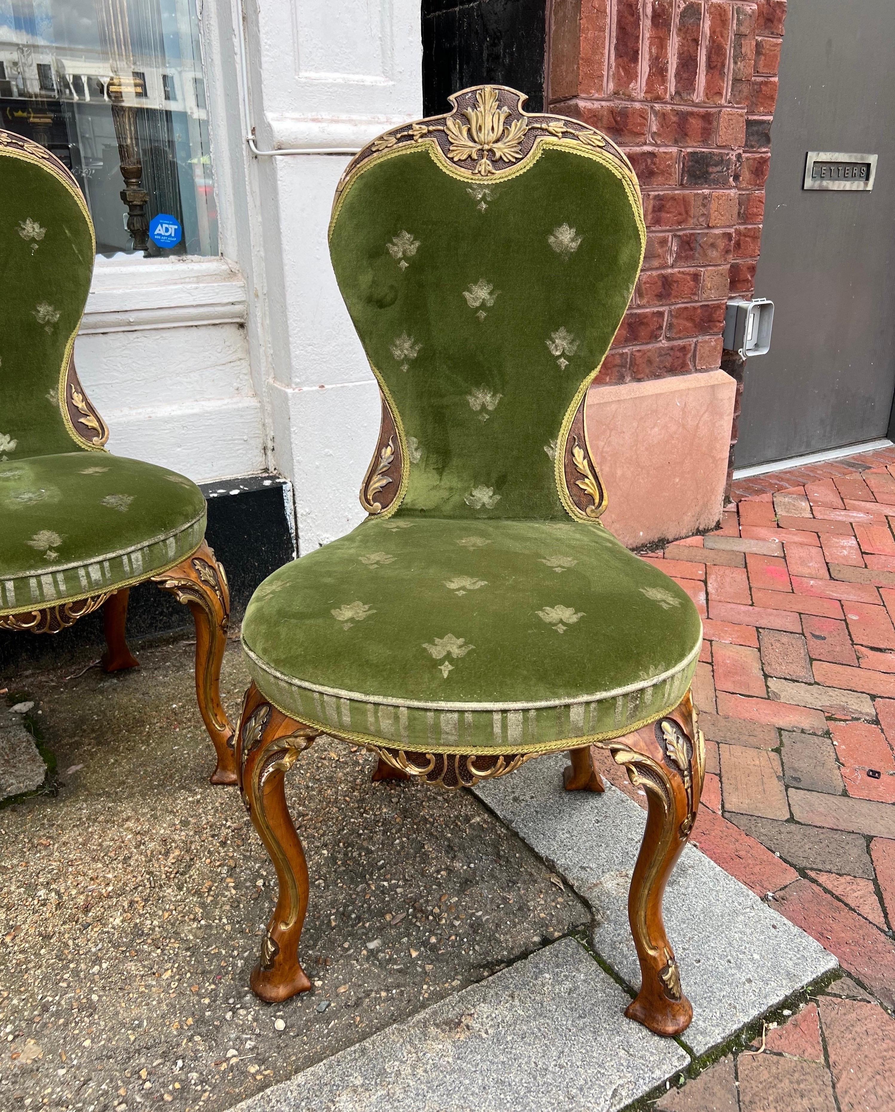 Fantastic Set of Late 19th Century Parcel Gilt George II Style Chairs For Sale 6