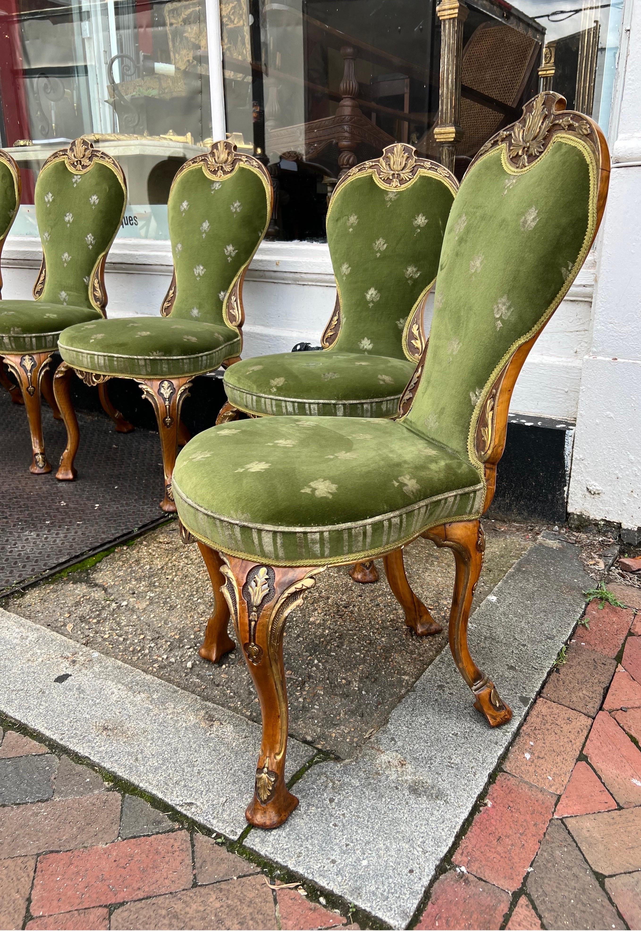 Fantastic Set of Late 19th Century Parcel Gilt George II Style Chairs For Sale 7