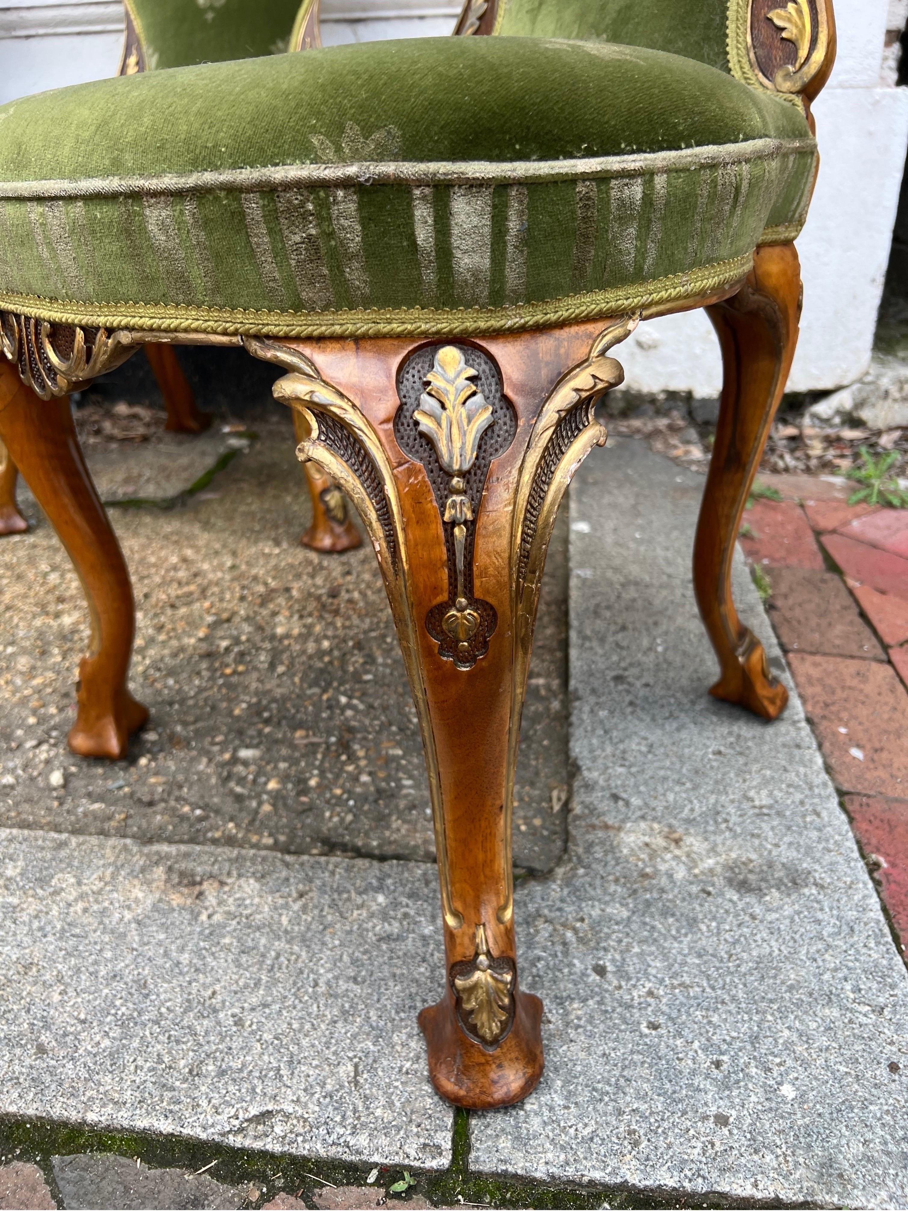 Fantastic Set of Late 19th Century Parcel Gilt George II Style Chairs In Good Condition For Sale In Charleston, SC