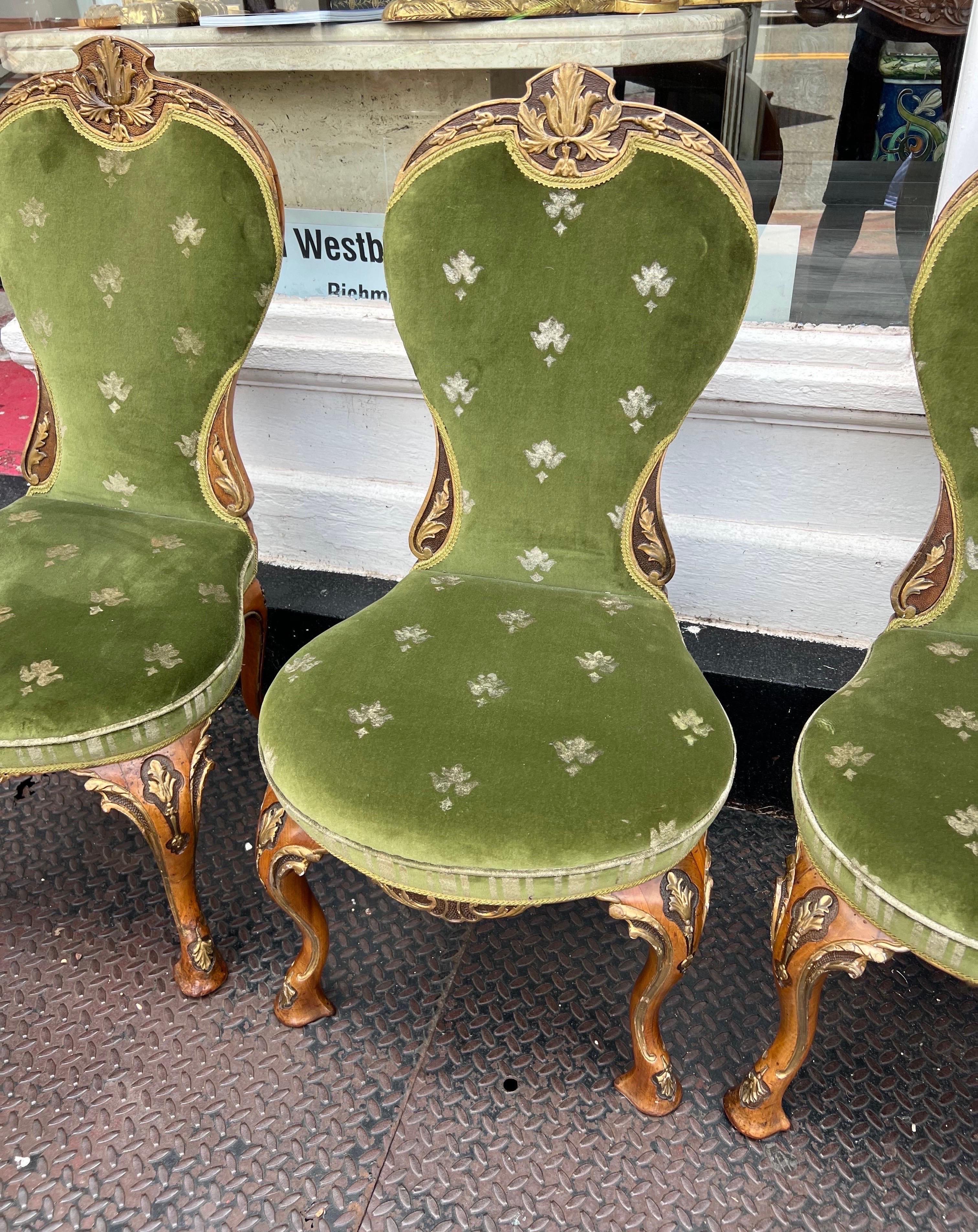 Fantastic Set of Late 19th Century Parcel Gilt George II Style Chairs For Sale 1