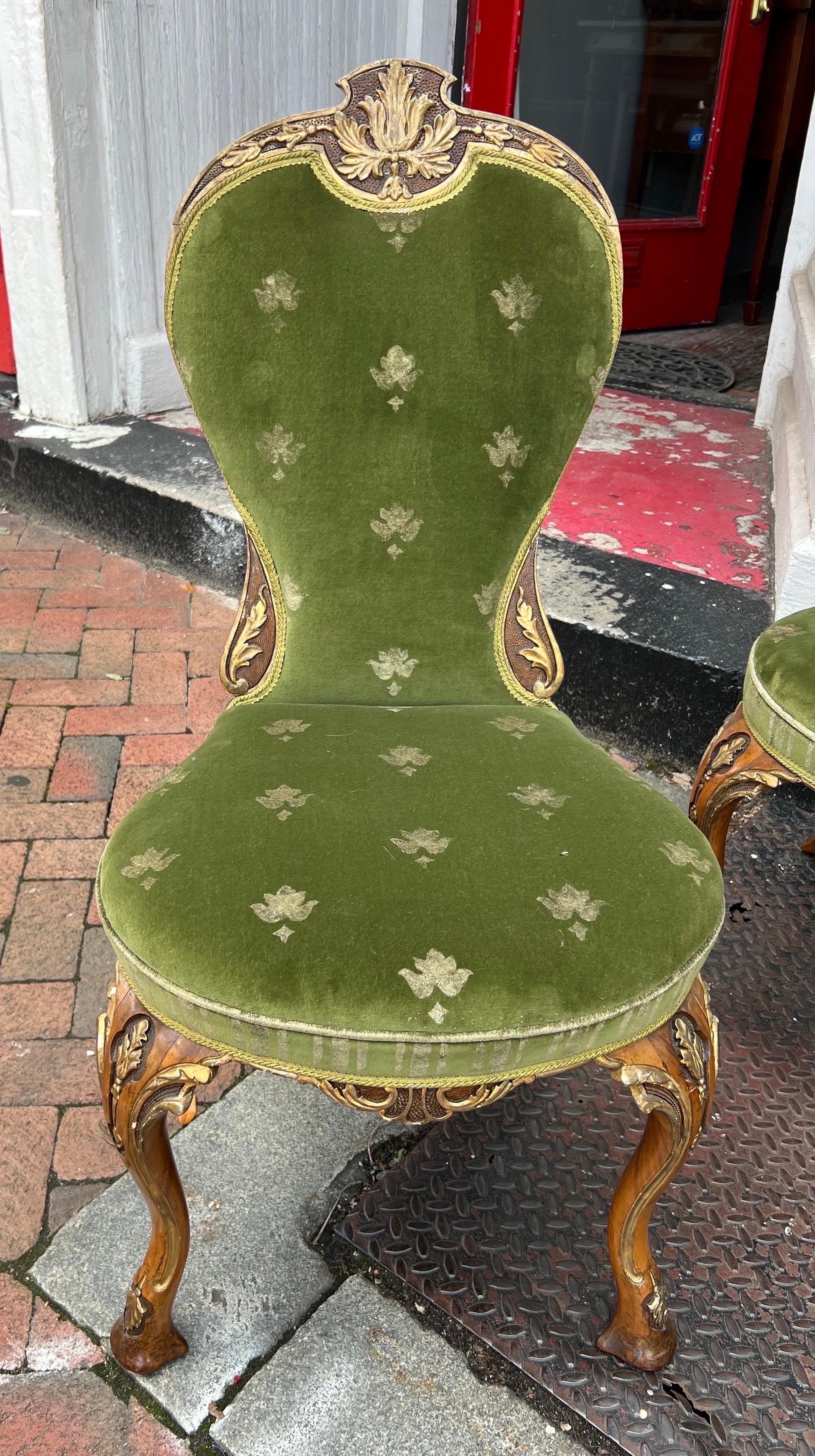 Fantastic Set of Late 19th Century Parcel Gilt George II Style Chairs For Sale 2