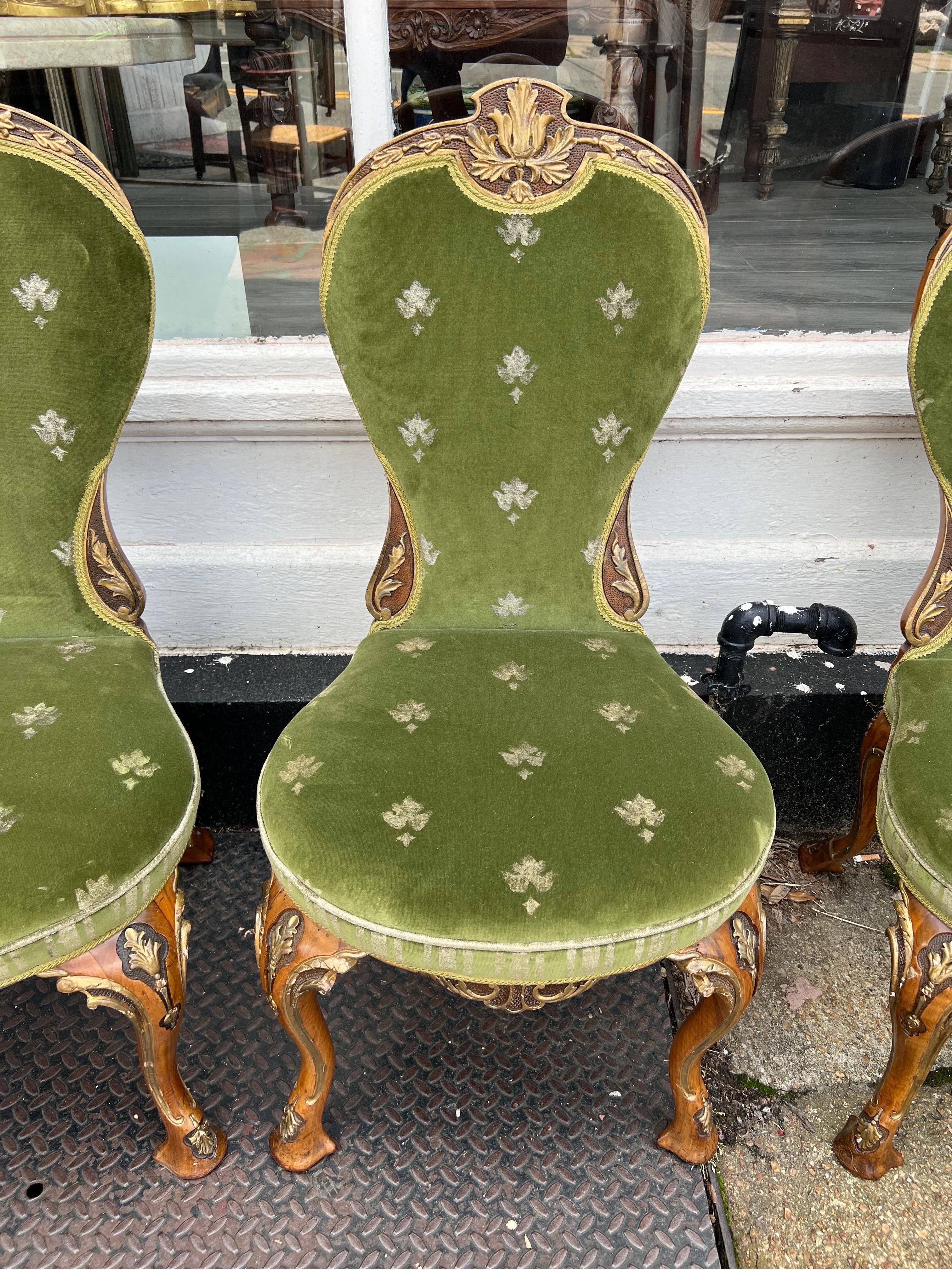 Fantastic Set of Late 19th Century Parcel Gilt George II Style Chairs For Sale 3