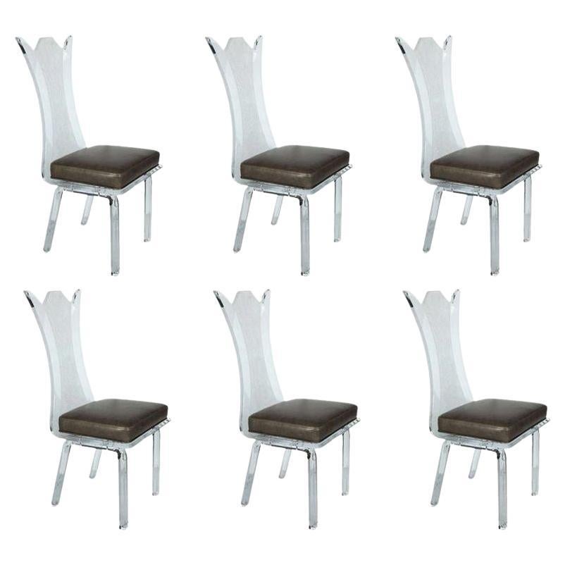 Fantastic Set of Six Lucite Chairs