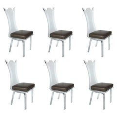 Vintage Fantastic Set of Six Lucite Chairs