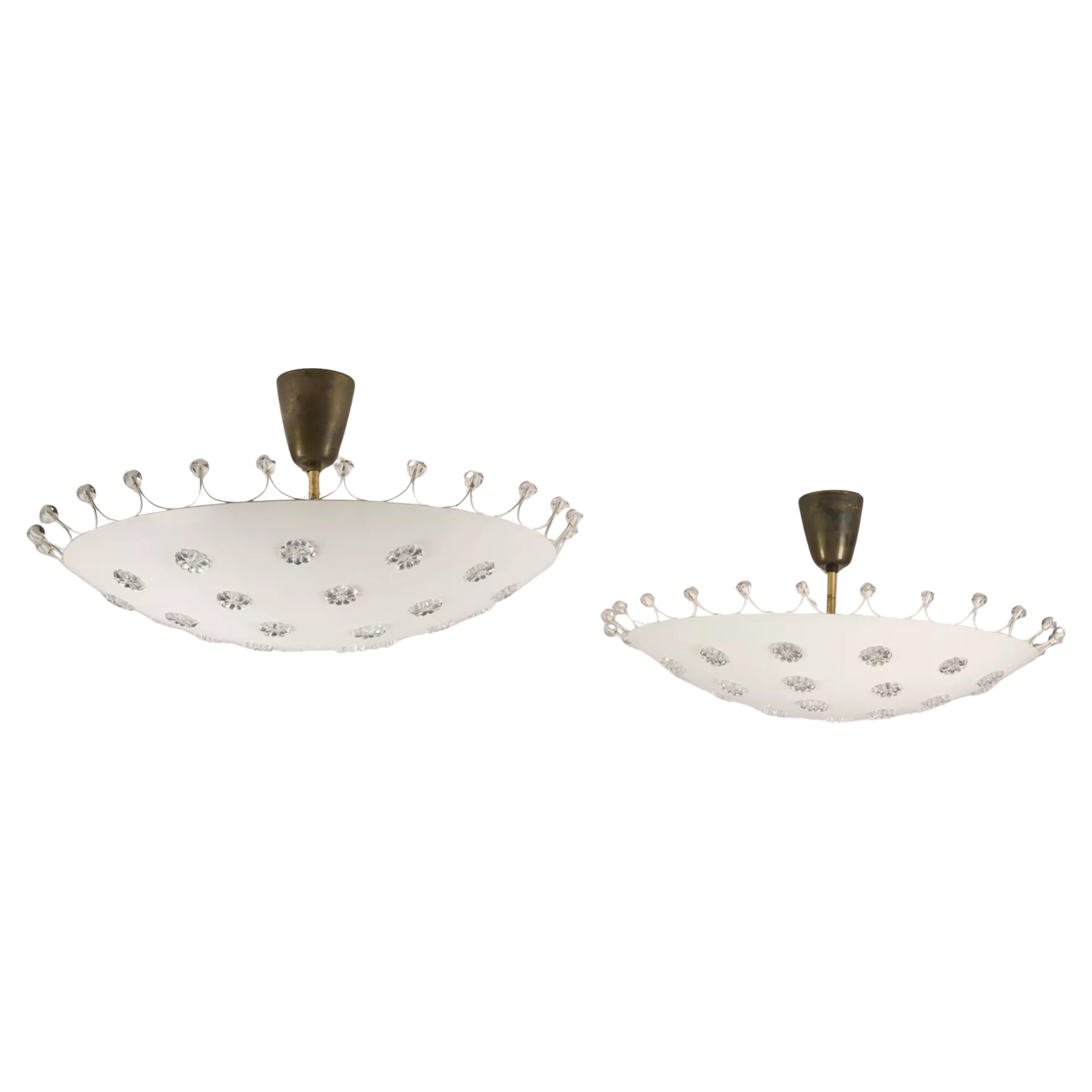 Fantastic Set of Two Emil Stejnar Ceiling Lamps by Rupert Nikoll, Vienna, 1950