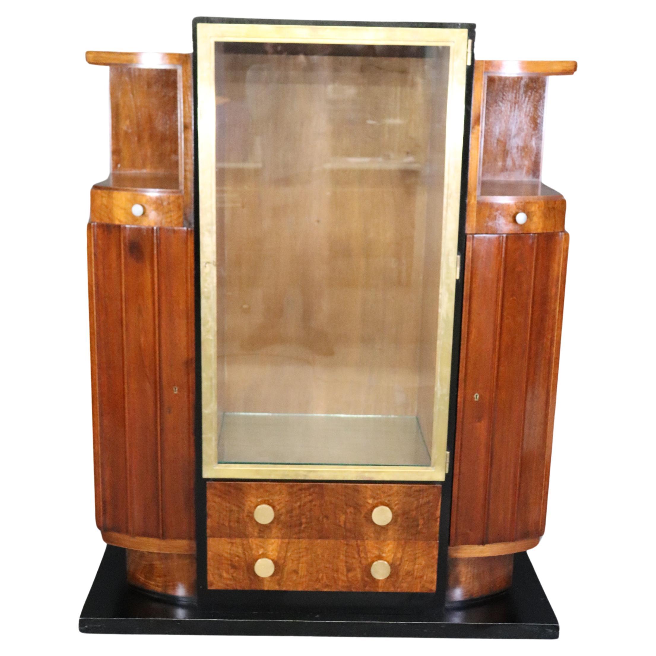 Fantastic Signed French Art Deco Highly Figured Mahogany and Brass Circa 1920 For Sale
