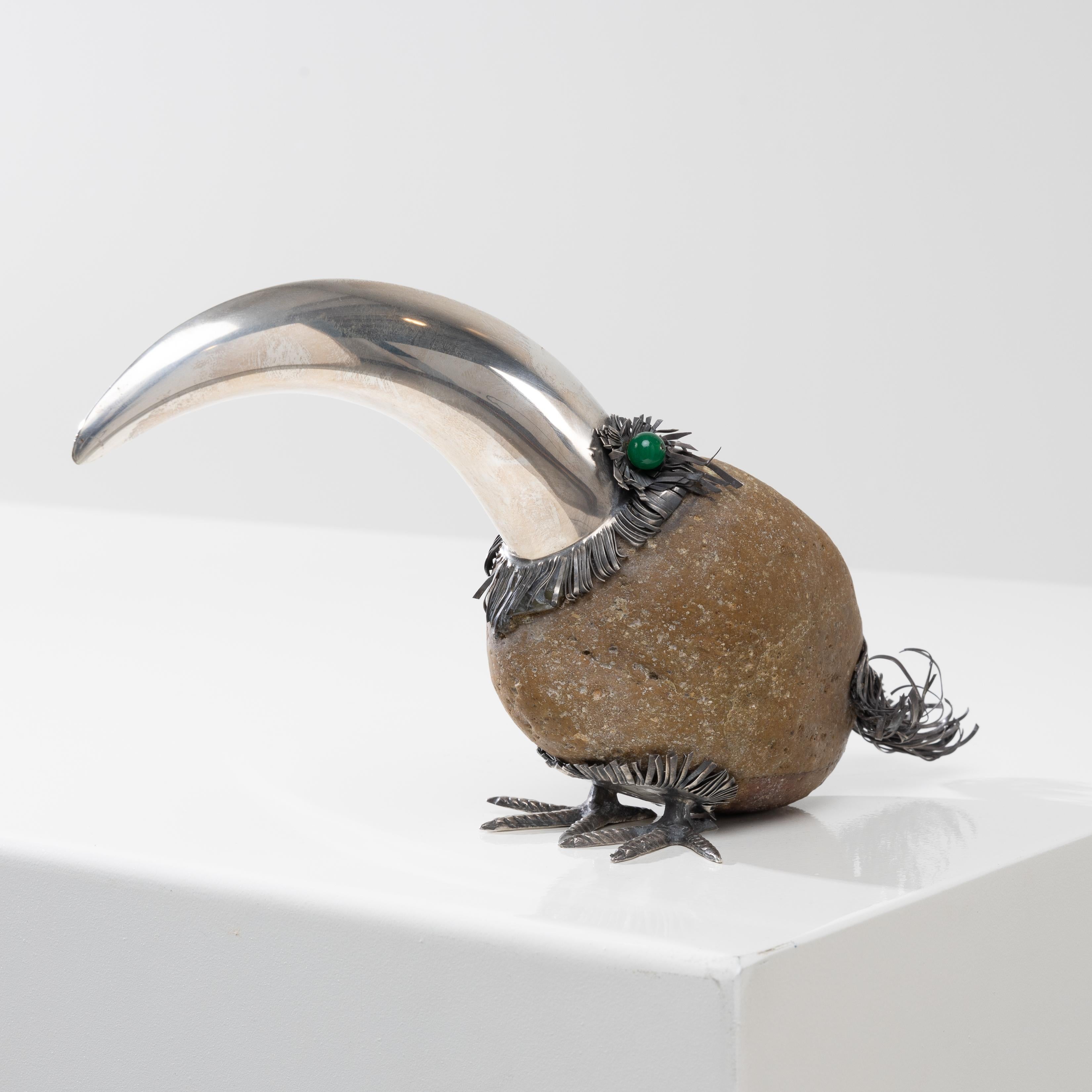 Mid-Century moderno Fantastico uccello d'argento (tucano) di Gabriele De Vecchi, Milano in vendita