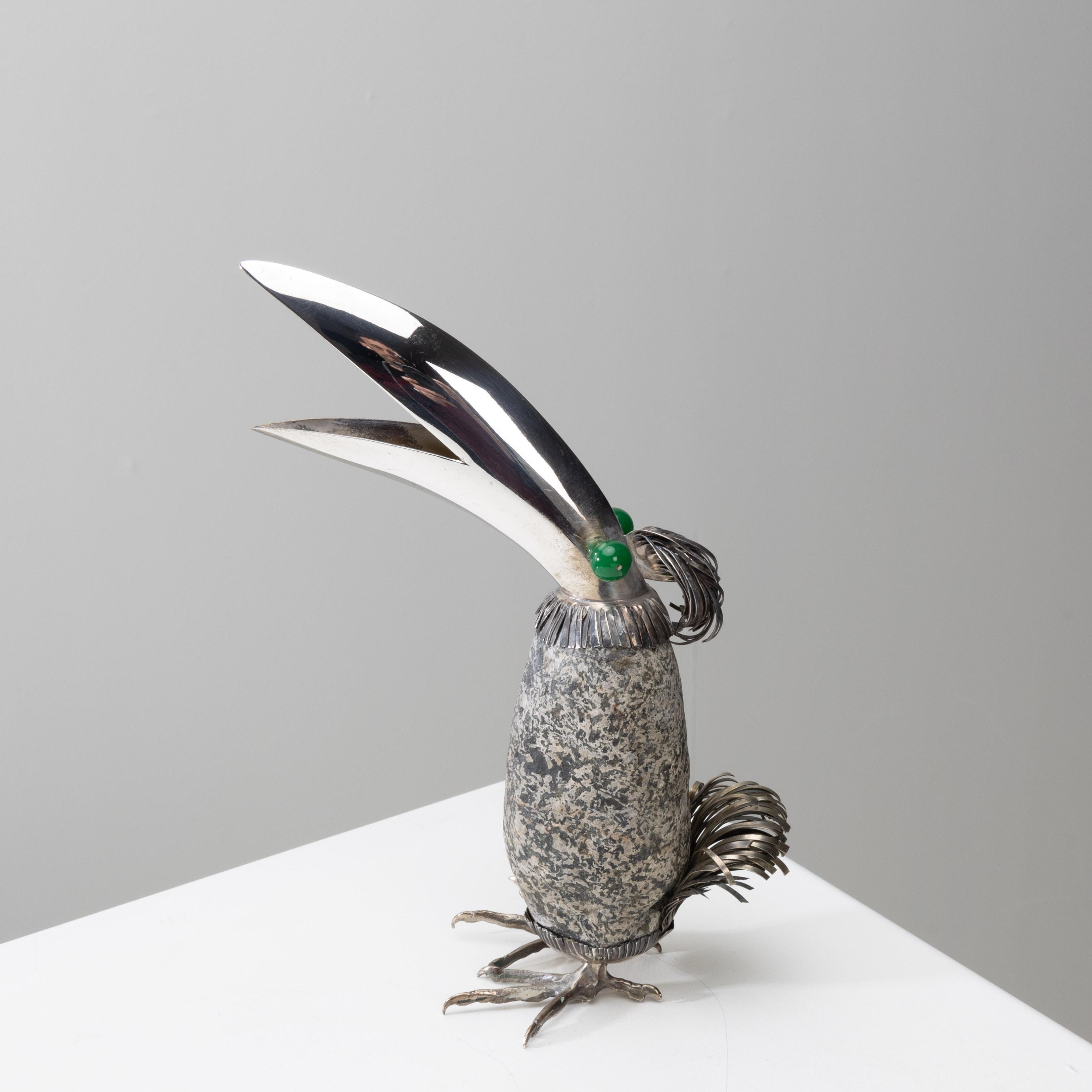 Italiano Fantastico uccello d'argento (tucano) di Gabriele De Vecchi, Milano in vendita