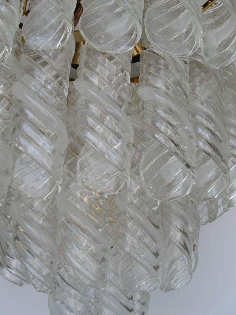 Italian Fantastic Spiral Glass Chandelier with Murano Glass For Sale