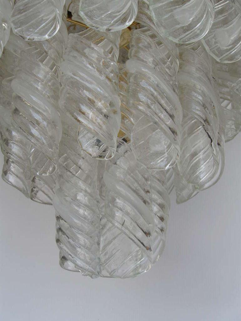 Fantastic Spiral Glass Chandelier with Murano Glass In Excellent Condition For Sale In Los Angeles, CA