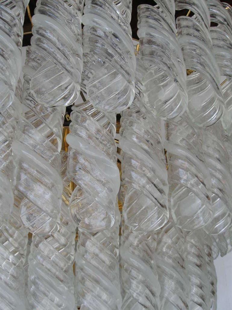 Mid-20th Century Fantastic Spiral Glass Chandelier with Murano Glass For Sale