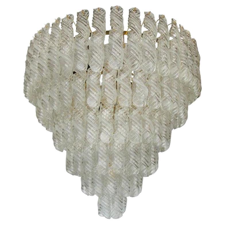 Fantastic Spiral Glass Chandelier with Murano Glass For Sale