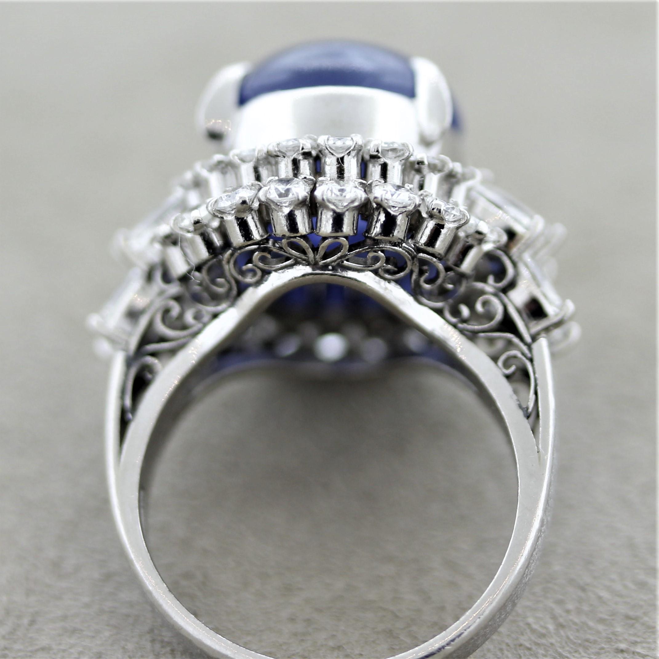 Platin-Ring mit Sternsaphir und Diamant im Zustand „Neu“ im Angebot in Beverly Hills, CA