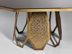 Fantastic Table Base in Stainless Steel Antique Bronze and Silver Finish Mosaic