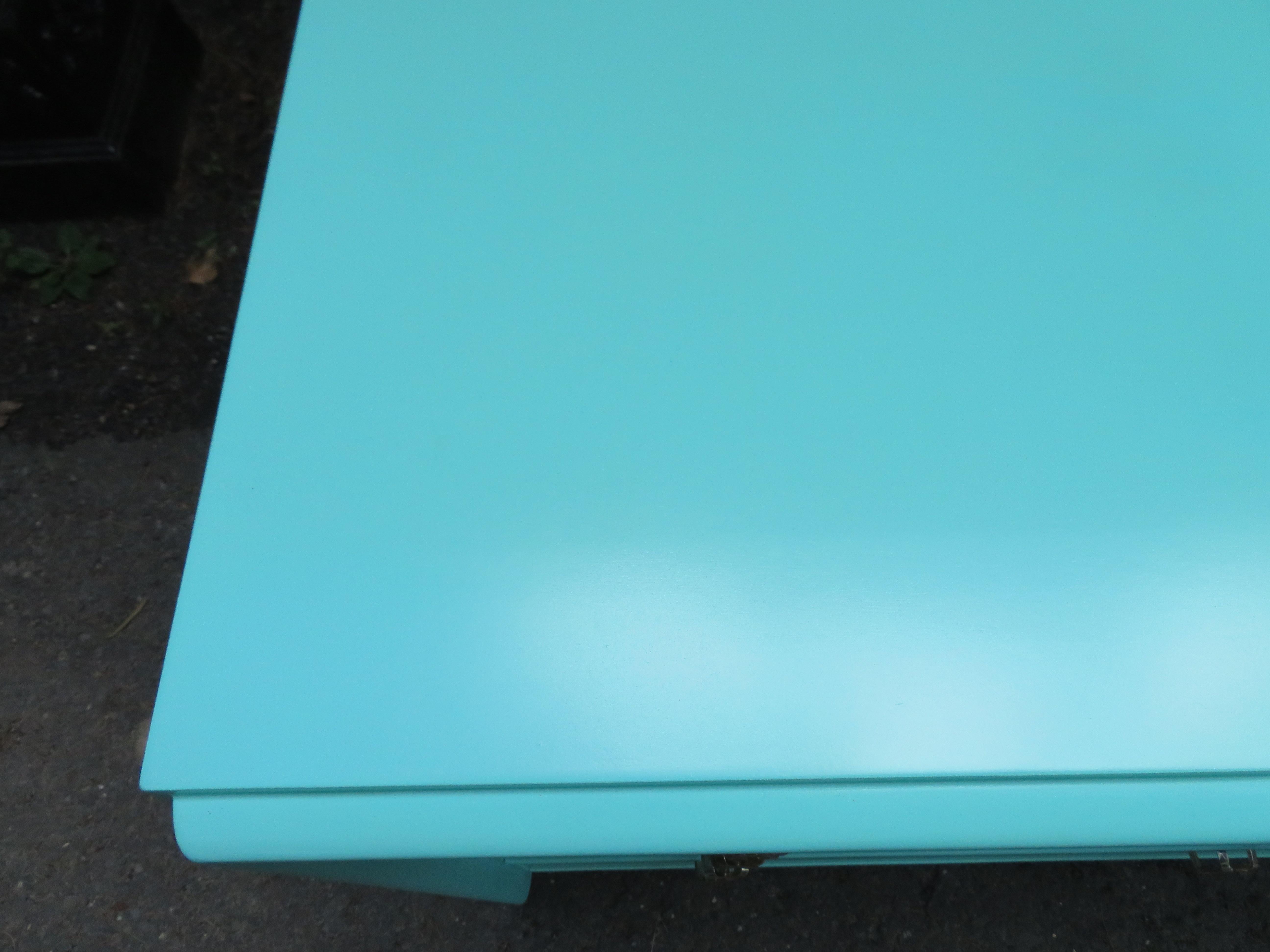 Fantastic Tiffany Blue Paul Frankl X-Pull Dresser Credenza Mid-Century Modern 2