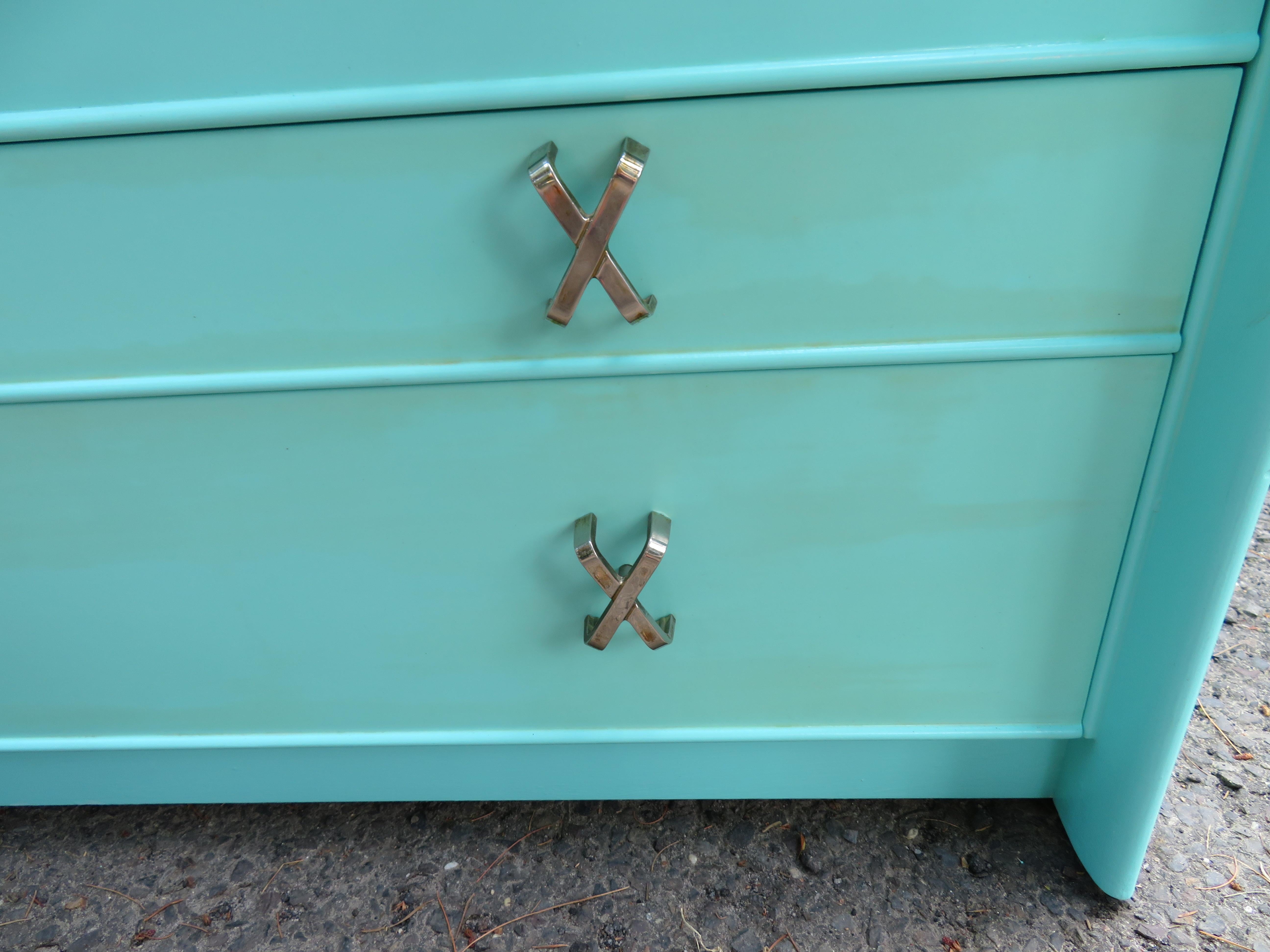 Fantastic Tiffany Blue Paul Frankl X-Pull Dresser Credenza Mid-Century Modern 4