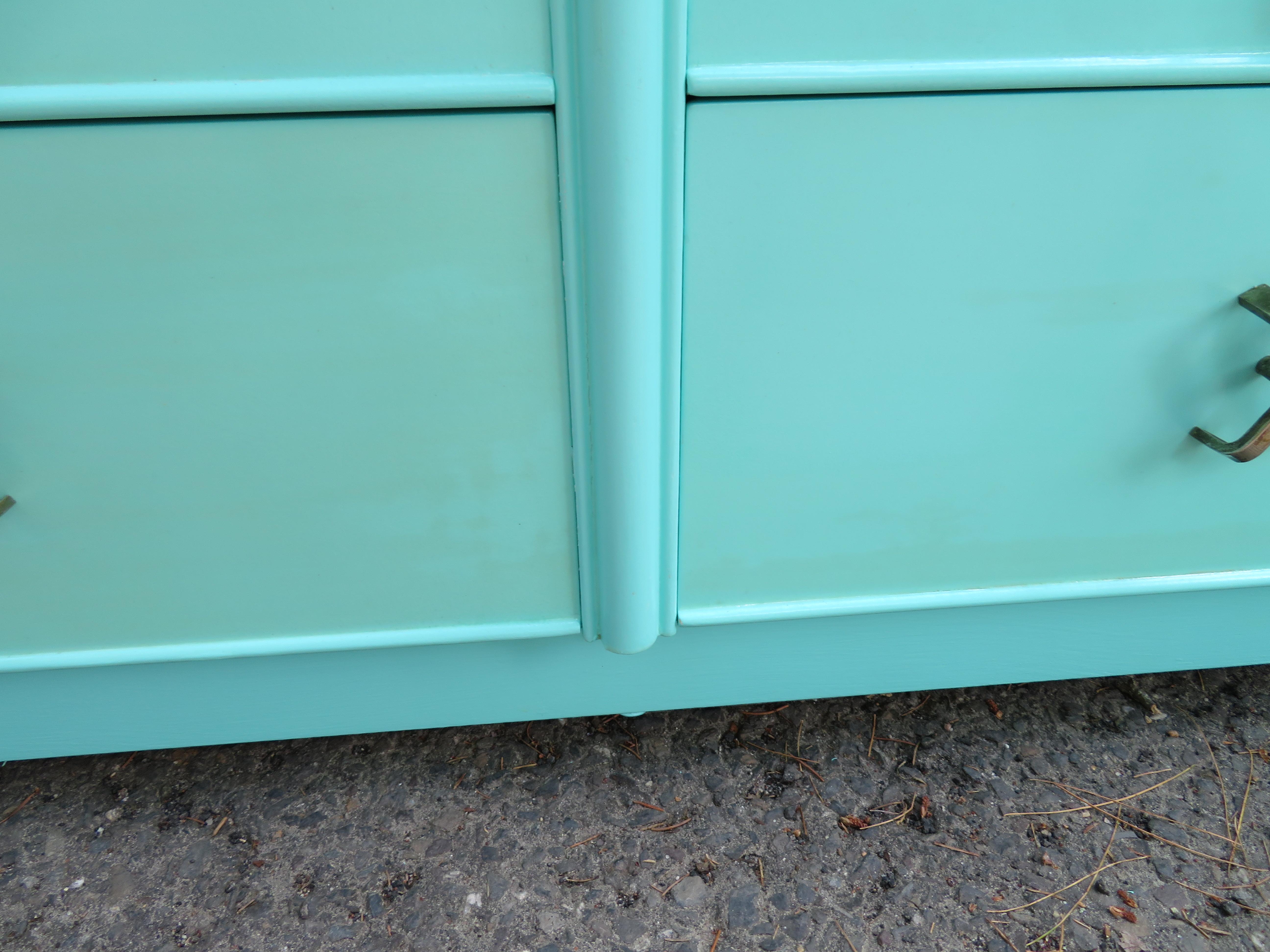 Mid-20th Century Fantastic Tiffany Blue Paul Frankl X-Pull Dresser Credenza Mid-Century Modern