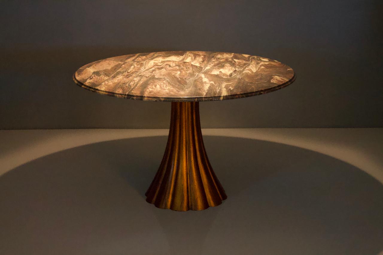 Fantastic Tulip Marble Dining Table Cast Metal, Italy, 1960s 4