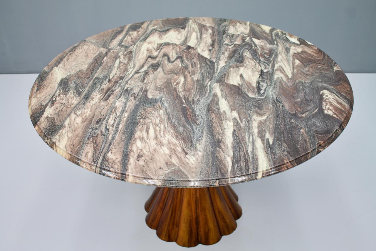 Mid-Century Modern Fantastic Tulip Marble Dining Table Cast Metal, Italy, 1960s