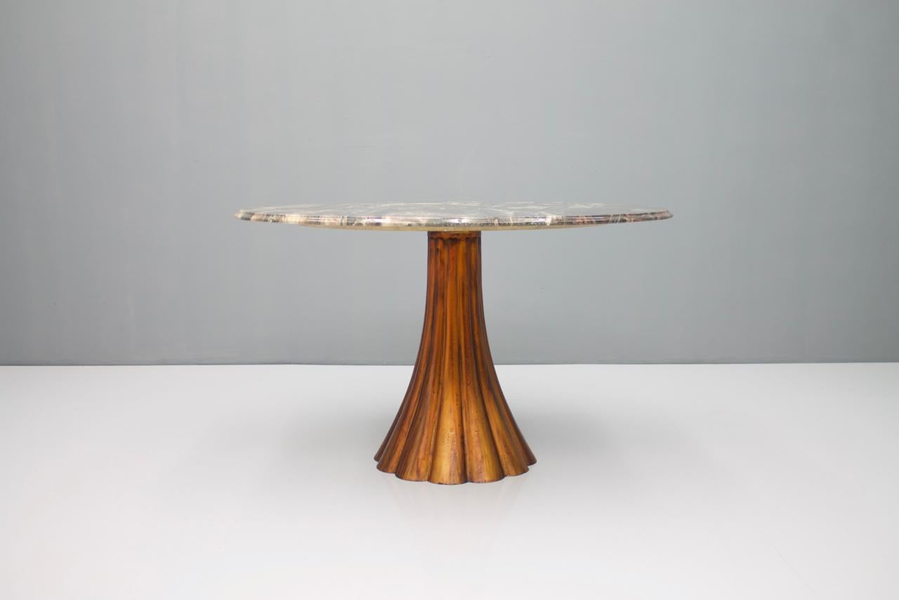 Mid-20th Century Fantastic Tulip Marble Dining Table Cast Metal, Italy, 1960s
